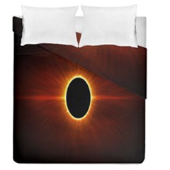 Solar Eclipse Moon Sun Black Night Duvet Cover Double Side (queen Size) by Alisyart
