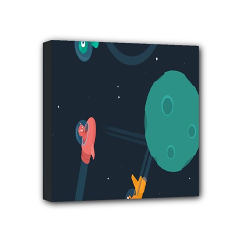 Space Illustration Irrational Race Galaxy Planet Blue Sky Star Ufo Mini Canvas 4  X 4 