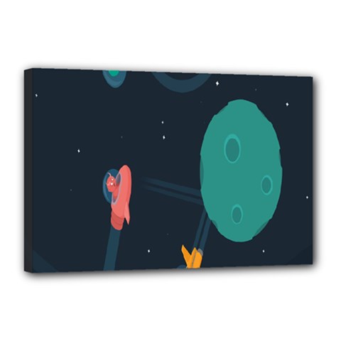 Space Illustration Irrational Race Galaxy Planet Blue Sky Star Ufo Canvas 18  X 12 