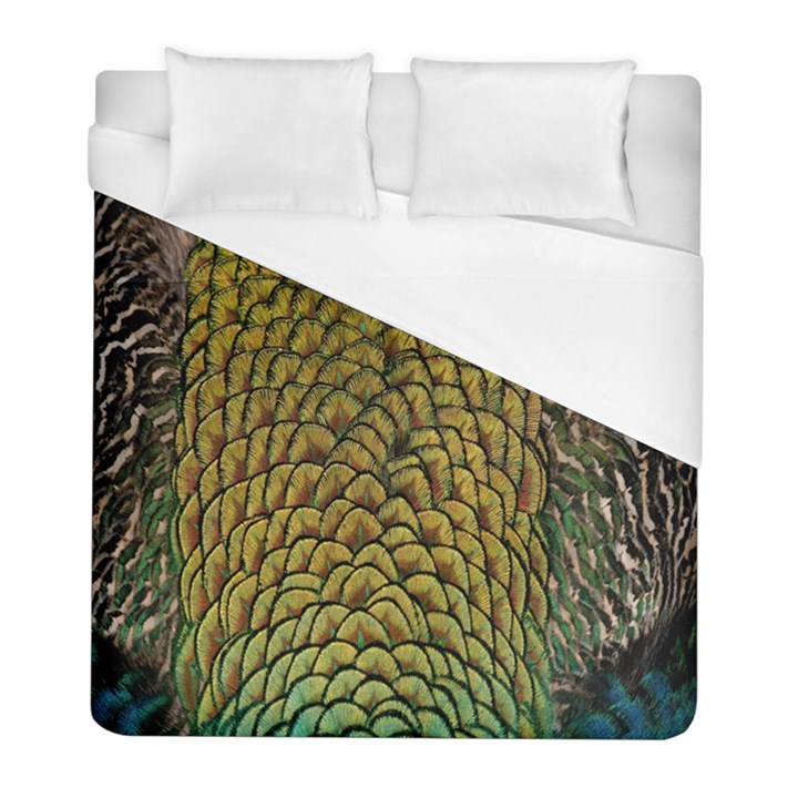 Peacock Bird Feather Gold Blue Brown Duvet Cover (Full/ Double Size)