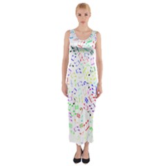 Prismatic Musical Heart Love Notes Rainbow Fitted Maxi Dress