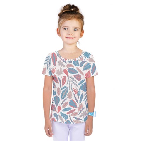 Spencer Leaf Floral Purple Pink Blue Rainbow Kids  One Piece Tee by Alisyart