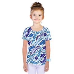 Spring Flower Leaf Blue Kids  One Piece Tee