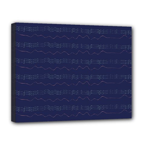 Summers Night Wave Chevron Blue Canvas 14  X 11 