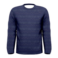 Summers Night Wave Chevron Blue Men s Long Sleeve Tee by Alisyart