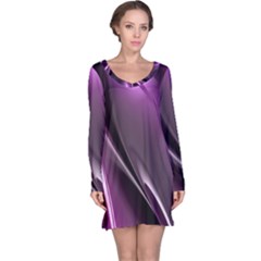 Purple Fractal Mathematics Abstract Long Sleeve Nightdress