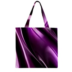 Purple Fractal Mathematics Abstract Zipper Grocery Tote Bag by Amaryn4rt