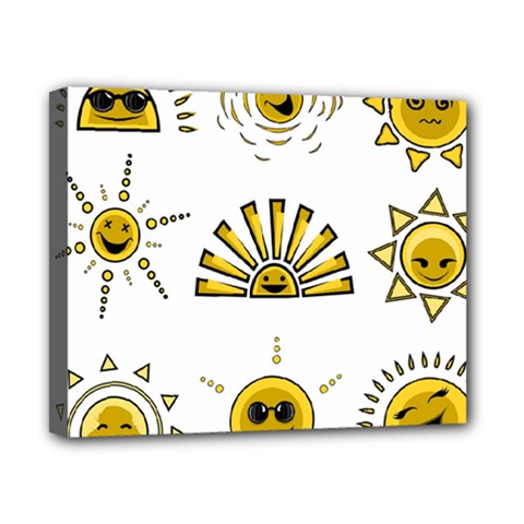 Sun Expression Smile Face Yellow Canvas 10  X 8 