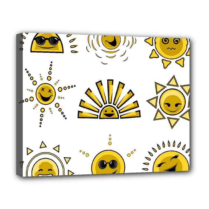Sun Expression Smile Face Yellow Canvas 14  x 11 