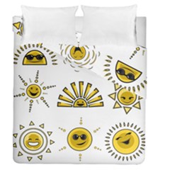 Sun Expression Smile Face Yellow Duvet Cover Double Side (queen Size) by Alisyart