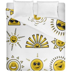 Sun Expression Smile Face Yellow Duvet Cover Double Side (california King Size)