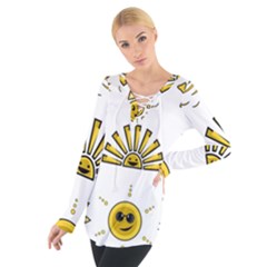 Sun Expression Smile Face Yellow Women s Tie Up Tee by Alisyart