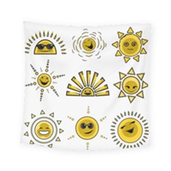 Sun Expression Smile Face Yellow Square Tapestry (small)