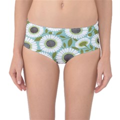 Sunflower Flower Floral Mid-waist Bikini Bottoms