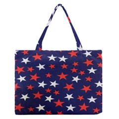 Star Red White Blue Sky Space Medium Zipper Tote Bag by Alisyart