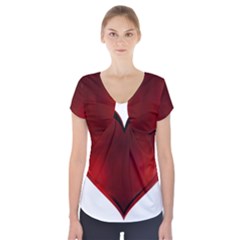 Heart Gradient Abstract Short Sleeve Front Detail Top