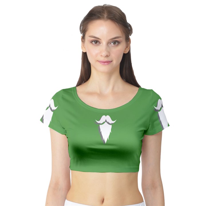 The Dude Beard White Green Short Sleeve Crop Top (Tight Fit)