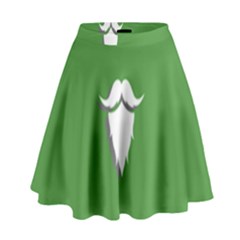 The Dude Beard White Green High Waist Skirt
