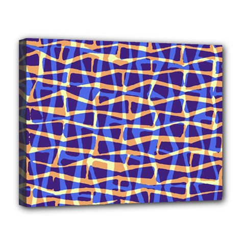 Surface Pattern Net Chevron Brown Blue Plaid Canvas 14  X 11 
