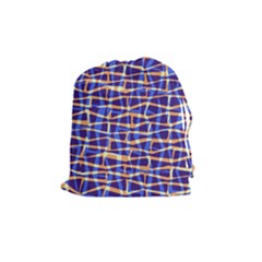 Surface Pattern Net Chevron Brown Blue Plaid Drawstring Pouches (medium)  by Alisyart