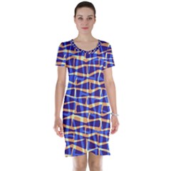 Surface Pattern Net Chevron Brown Blue Plaid Short Sleeve Nightdress by Alisyart