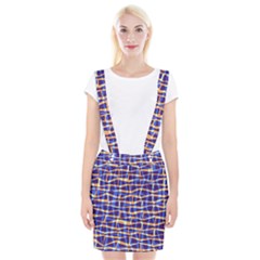 Surface Pattern Net Chevron Brown Blue Plaid Suspender Skirt by Alisyart