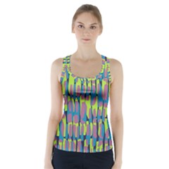 Surface Pattern Green Racer Back Sports Top