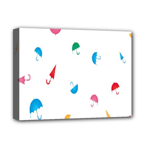 Umbrella Green Orange Red Blue Pink Water Rain Deluxe Canvas 16  X 12  