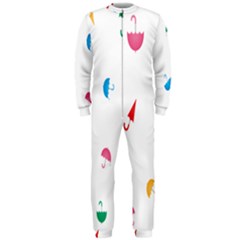 Umbrella Green Orange Red Blue Pink Water Rain Onepiece Jumpsuit (men)  by Alisyart