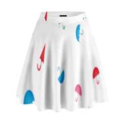 Umbrella Green Orange Red Blue Pink Water Rain High Waist Skirt