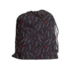 Tree Twigs Spot Blue Grey Drawstring Pouches (extra Large)
