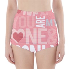 Valentines Day One Only Pink Heart High-waisted Bikini Bottoms