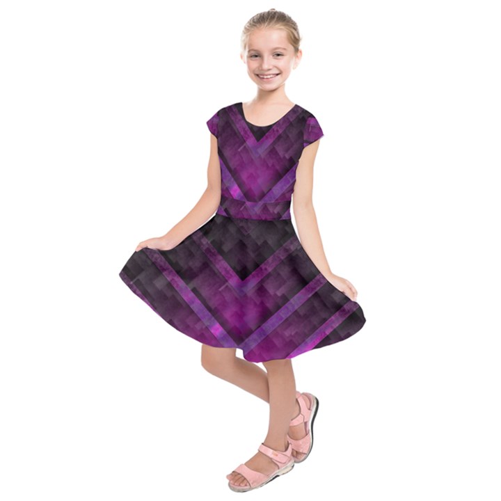 Purple Background Wallpaper Motif Design Kids  Short Sleeve Dress