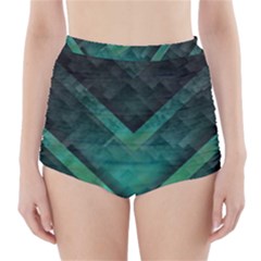 Green Background Wallpaper Motif Design High-waisted Bikini Bottoms by Amaryn4rt