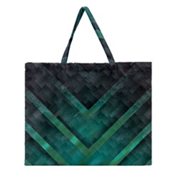 Green Background Wallpaper Motif Design Zipper Large Tote Bag