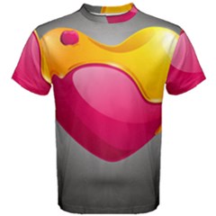 Valentine Heart Having Transparency Effect Pink Yellow Men s Cotton Tee by Alisyart