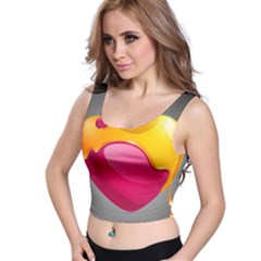 Valentine Heart Having Transparency Effect Pink Yellow Crop Top