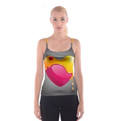 Valentine Heart Having Transparency Effect Pink Yellow Spaghetti Strap Top by Alisyart