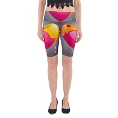 Valentine Heart Having Transparency Effect Pink Yellow Yoga Cropped Leggings