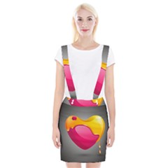 Valentine Heart Having Transparency Effect Pink Yellow Suspender Skirt by Alisyart