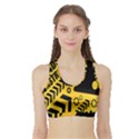 Under Construction Line Maintenen Progres Yellow Sign Sports Bra with Border View1