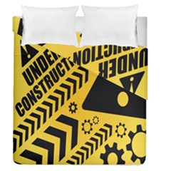 Under Construction Line Maintenen Progres Yellow Sign Duvet Cover Double Side (queen Size) by Alisyart