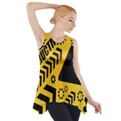 Under Construction Line Maintenen Progres Yellow Sign Side Drop Tank Tunic by Alisyart