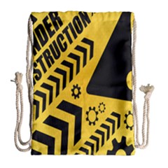 Under Construction Line Maintenen Progres Yellow Sign Drawstring Bag (large)