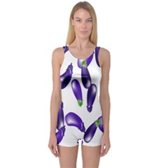 Vegetables Eggplant Purple One Piece Boyleg Swimsuit by Alisyart