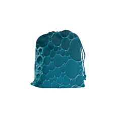 Water Bubble Blue Drawstring Pouches (small)  by Alisyart