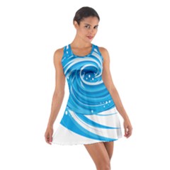 Water Round Blue Cotton Racerback Dress