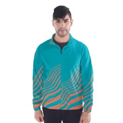 Water Waves Blue Orange Wind Breaker (men)