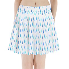 Water Rain Blue Pleated Mini Skirt
