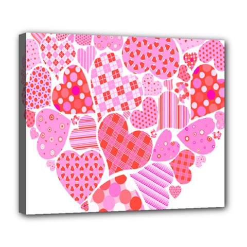 Valentines Day Pink Heart Love Deluxe Canvas 24  X 20  